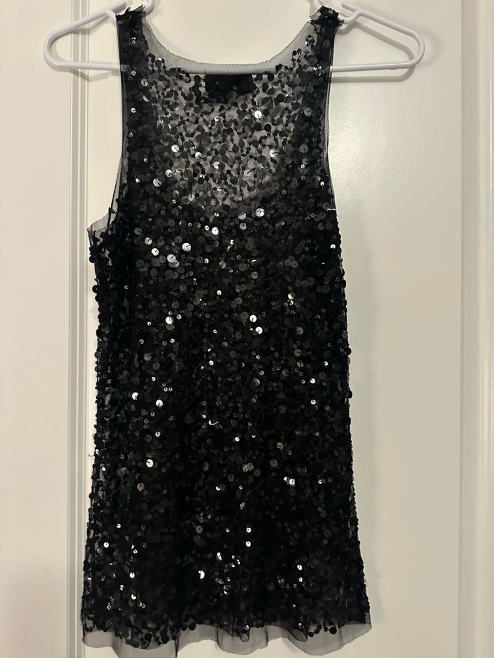 Vanity Black Sequin Sheer Overlay Top